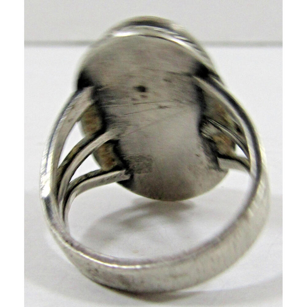 Southwest Tribal Sterling Silver Agate Ring and Matching Earrings - Picture 6 of 16